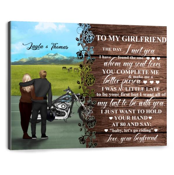 Personalized Couple Canvas - Gift idea for Bikers, Biker Couples - To My Girlfriend