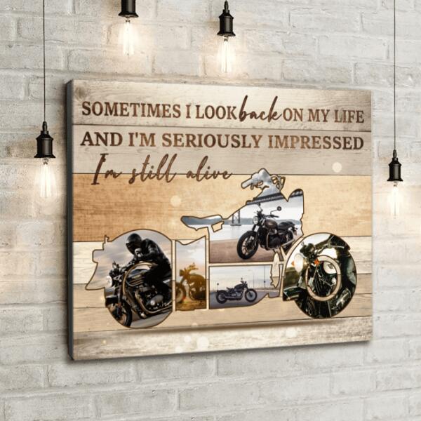 Custom Personalized Motorcycle Canvas - Best Gift For Motorcycle Lovers - Sometimes I Look Back On My Life