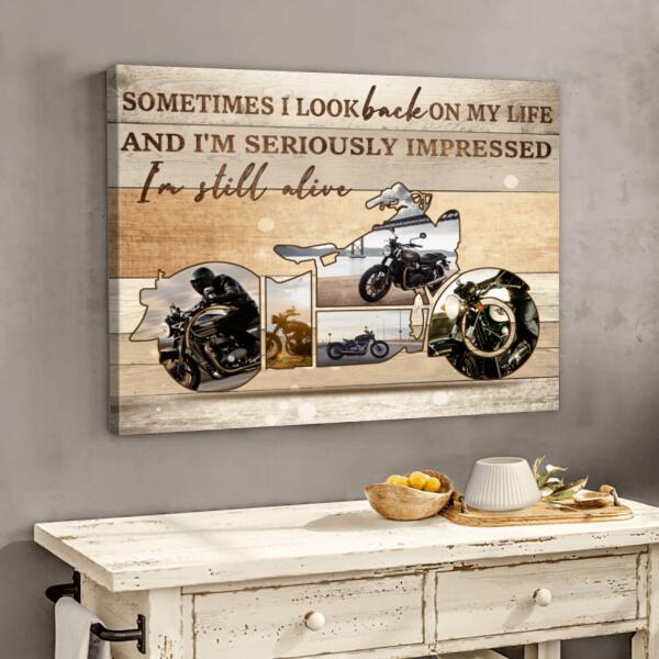 Custom Personalized Motorcycle Canvas - Best Gift For Motorcycle Lovers - Sometimes I Look Back On My Life