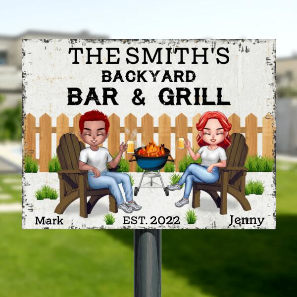 Custom Personalized Patio Metal Sign - Best Gift For Couple - Backyard Bar & Grill