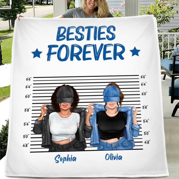 Personalized Besties Accomplice Alibi Quilt/ Fleece Blanket - Gift Idea For Friends/ Sisters - Besties Forever