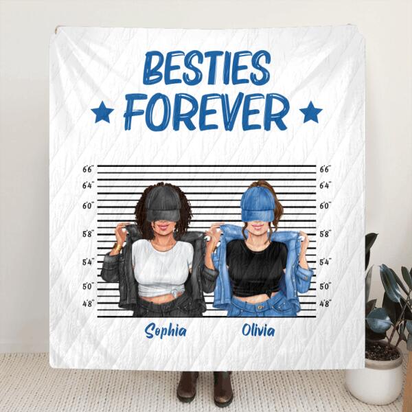 Personalized Besties Accomplice Alibi Quilt/ Fleece Blanket - Gift Idea For Friends/ Sisters - Besties Forever