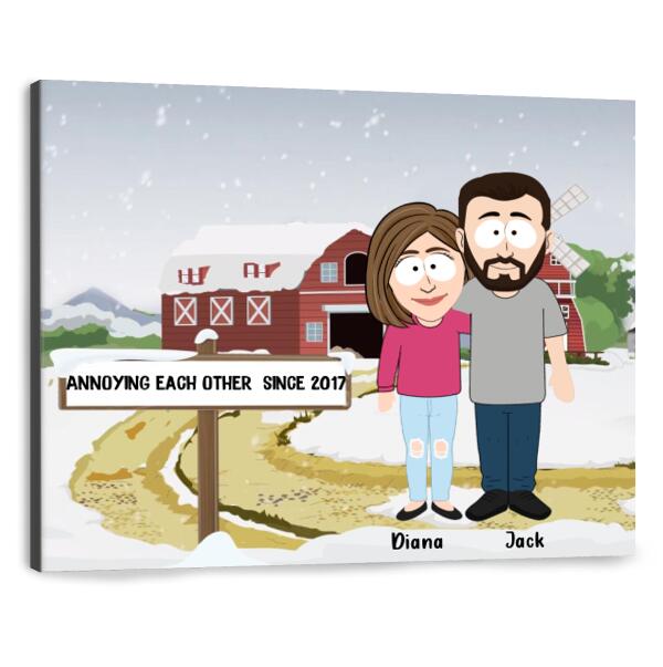 Custom Personalized South Park Couple Canvas - Valentine Gift For Couple - Annoying Each Other Since 2017