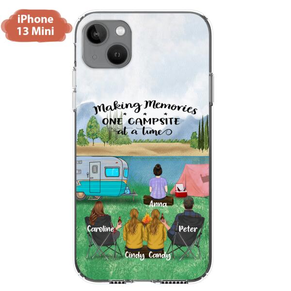 Custom Personalized Camping Phone Case - Couple With 3 Kids - Gift Idea For Camping Lover - Case For iPhone And Samsung