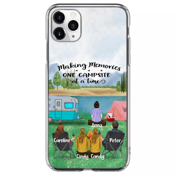 Custom Personalized Camping Phone Case - Couple With 3 Kids - Gift Idea For Camping Lover - Case For iPhone And Samsung