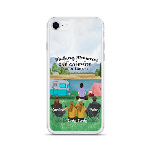 Custom Personalized Camping Phone Case - Couple With 3 Kids - Gift Idea For Camping Lover - Case For iPhone And Samsung