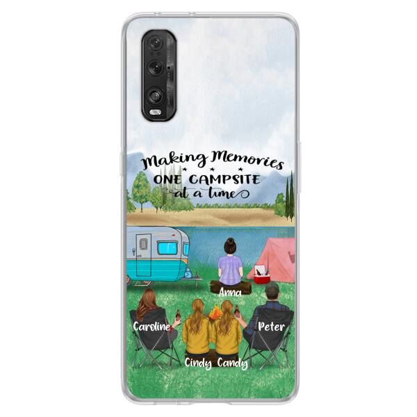 Custom Personalized Camping Phone Case - Couple With 3 Kids - Gift Idea For Camping Lover - Case For Xiaomi, Oppo And Huawei