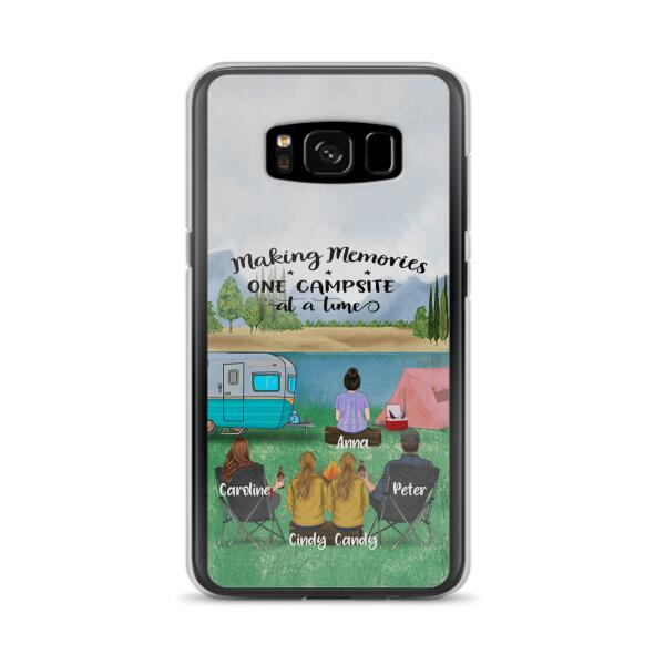 Custom Personalized Camping Phone Case - Couple With 3 Kids - Gift Idea For Camping Lover - Case For iPhone And Samsung