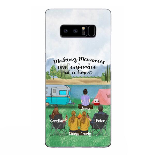 Custom Personalized Camping Phone Case - Couple With 3 Kids - Gift Idea For Camping Lover - Case For iPhone And Samsung