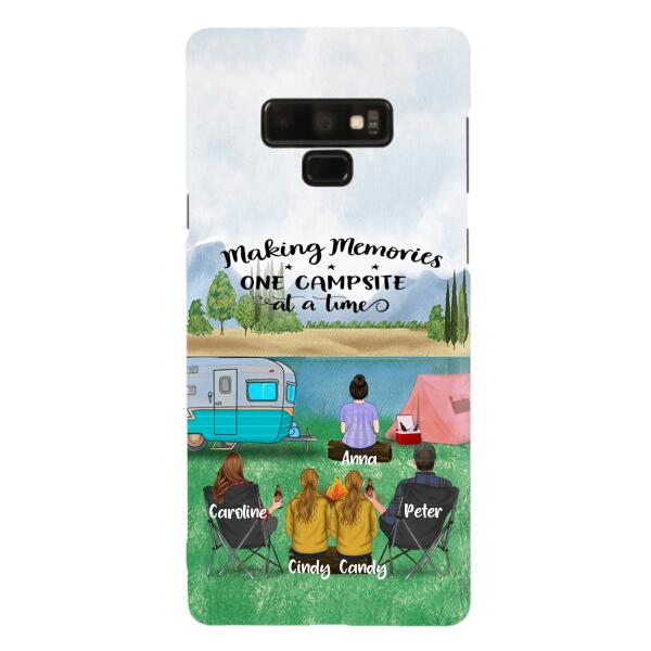 Custom Personalized Camping Phone Case - Couple With 3 Kids - Gift Idea For Camping Lover - Case For iPhone And Samsung