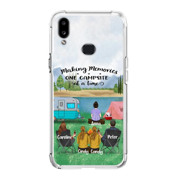 Custom Personalized Camping Phone Case - Couple With 3 Kids - Gift Idea For Camping Lover - Case For iPhone And Samsung