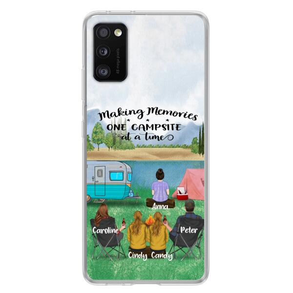 Custom Personalized Camping Phone Case - Couple With 3 Kids - Gift Idea For Camping Lover - Case For iPhone And Samsung