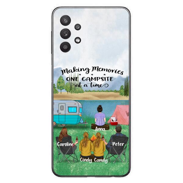 Custom Personalized Camping Phone Case - Couple With 3 Kids - Gift Idea For Camping Lover - Case For iPhone And Samsung