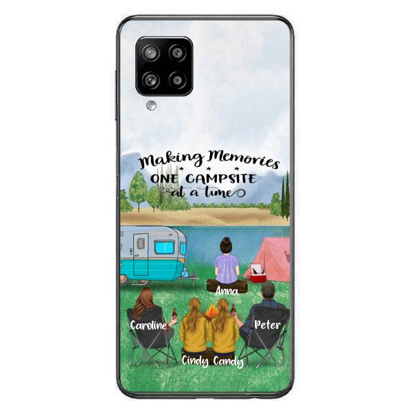 Custom Personalized Camping Phone Case - Couple With 3 Kids - Gift Idea For Camping Lover - Case For iPhone And Samsung