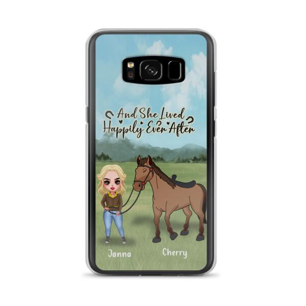 Custom Personalized Horse Girl Chibi iPhone and Samsung Cases - Gift For Horse Lovers - And She Lived Happily Ever After