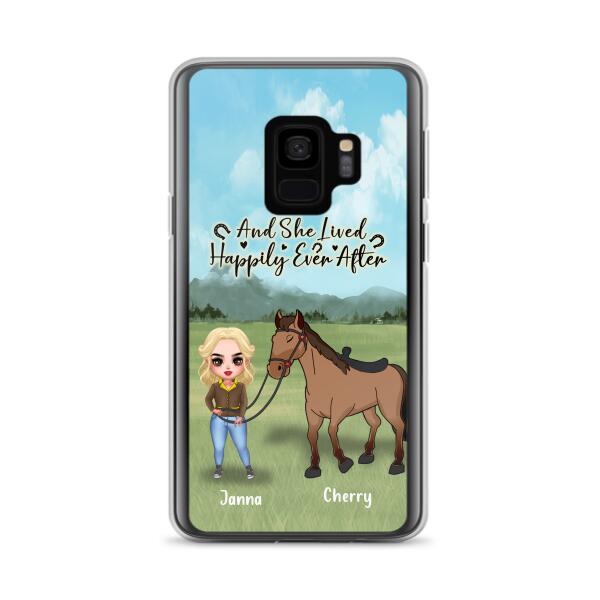 Custom Personalized Horse Girl Chibi iPhone and Samsung Cases - Gift For Horse Lovers - And She Lived Happily Ever After