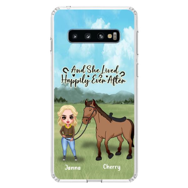 Custom Personalized Horse Girl Chibi iPhone and Samsung Cases - Gift For Horse Lovers - And She Lived Happily Ever After