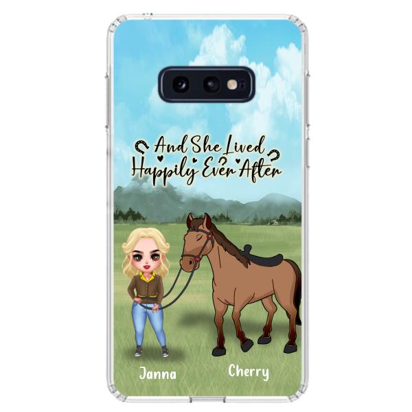 Custom Personalized Horse Girl Chibi iPhone and Samsung Cases - Gift For Horse Lovers - And She Lived Happily Ever After