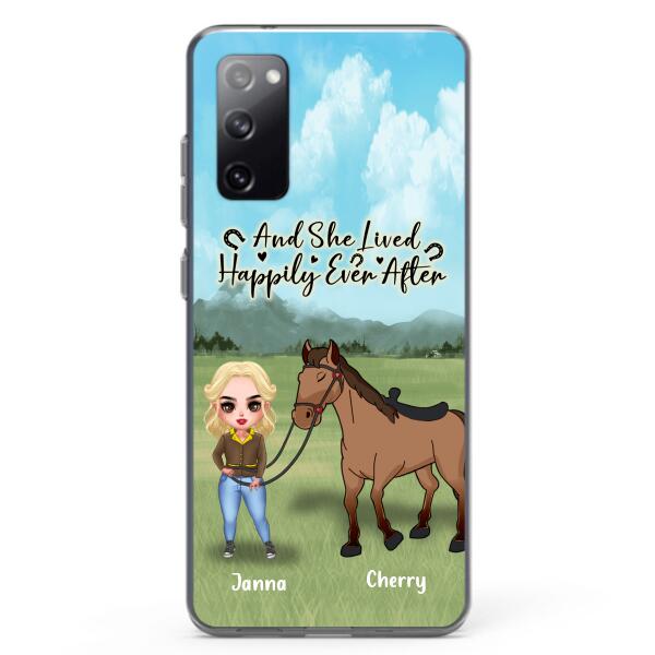 Custom Personalized Horse Girl Chibi iPhone and Samsung Cases - Gift For Horse Lovers - And She Lived Happily Ever After