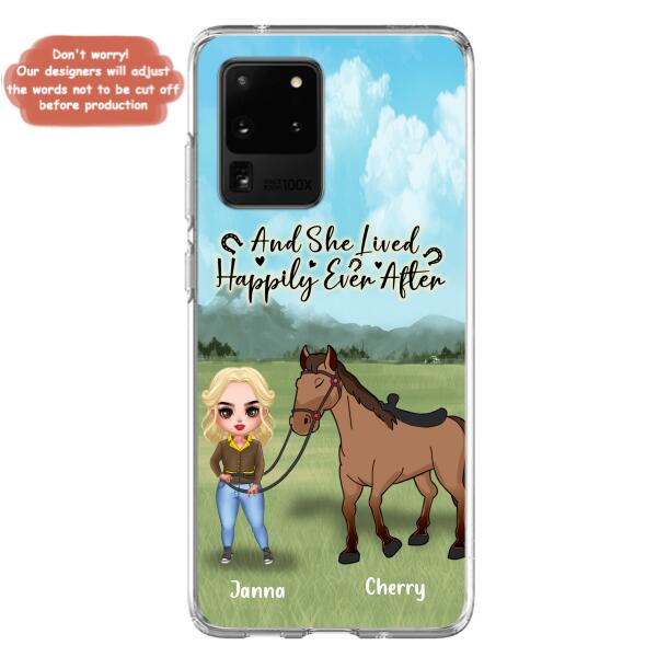 Custom Personalized Horse Girl Chibi iPhone and Samsung Cases - Gift For Horse Lovers - And She Lived Happily Ever After