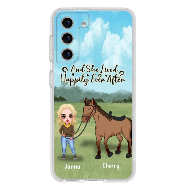 Custom Personalized Horse Girl Chibi iPhone and Samsung Cases - Gift For Horse Lovers - And She Lived Happily Ever After