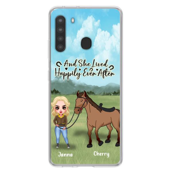 Custom Personalized Horse Girl Chibi iPhone and Samsung Cases - Gift For Horse Lovers - And She Lived Happily Ever After