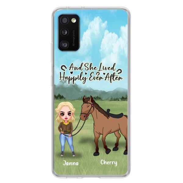 Custom Personalized Horse Girl Chibi iPhone and Samsung Cases - Gift For Horse Lovers - And She Lived Happily Ever After