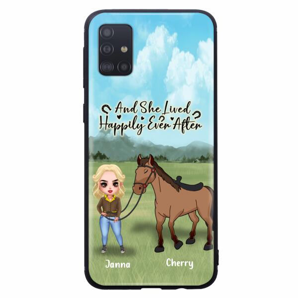 Custom Personalized Horse Girl Chibi iPhone and Samsung Cases - Gift For Horse Lovers - And She Lived Happily Ever After