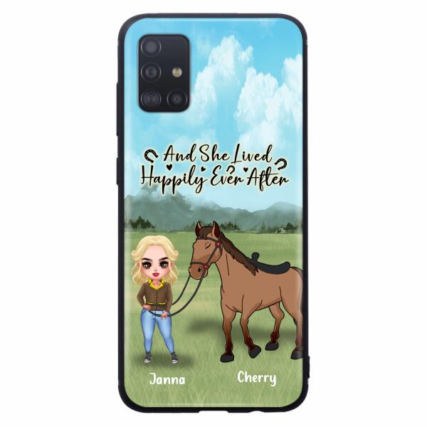 Custom Personalized Horse Girl Chibi iPhone and Samsung Cases - Gift For Horse Lovers - And She Lived Happily Ever After