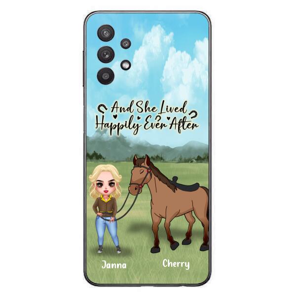 Custom Personalized Horse Girl Chibi iPhone and Samsung Cases - Gift For Horse Lovers - And She Lived Happily Ever After