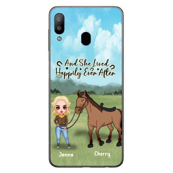 Custom Personalized Horse Girl Chibi iPhone and Samsung Cases - Gift For Horse Lovers - And She Lived Happily Ever After