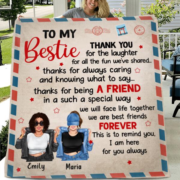 Custom Personalized To My Bestie Quilt/ Fleece Blanket - Gift Idea For Friends - We Are Best Friends Forever