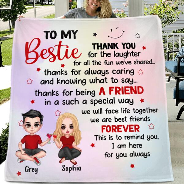 Custom Personalized To My Bestie Quilt/ Fleece Blanket - Gift Idea For Friends - We Are Best Friends Forever