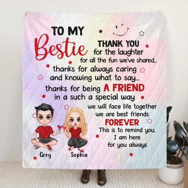 Custom Personalized To My Bestie Quilt/ Fleece Blanket - Gift Idea For Friends - We Are Best Friends Forever