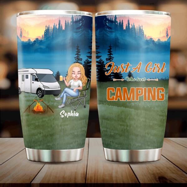 Custom Personalized Camping Queen Tumbler - Gift Idea For Camping Lover - Just A Girl Who Loves Camping