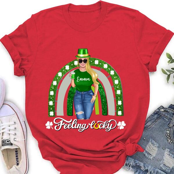 Custom Personalized Irish Girl Unisex T-shirt/ Sweatshirt/ Hoodie - Gift Idea For St Patrick's Day - Feeling Lucky