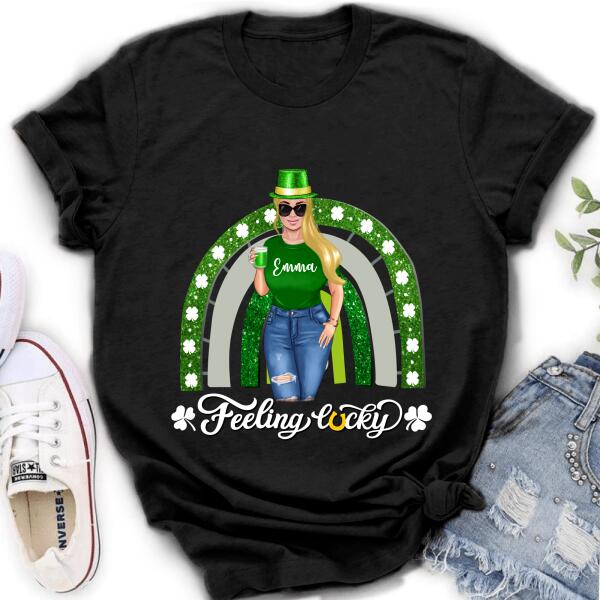 Custom Personalized Irish Girl Unisex T-shirt/ Sweatshirt/ Hoodie - Gift Idea For St Patrick's Day - Feeling Lucky