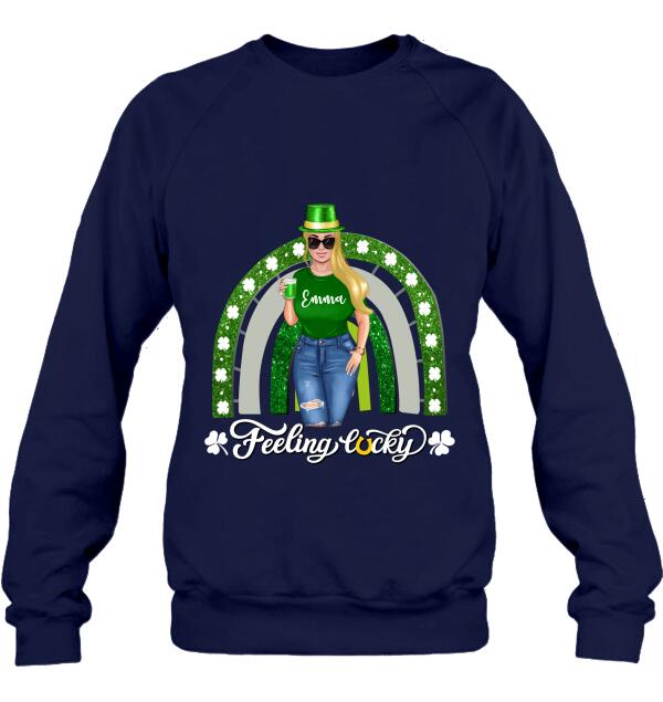 Custom Personalized Irish Girl Unisex T-shirt/ Sweatshirt/ Hoodie - Gift Idea For St Patrick's Day - Feeling Lucky