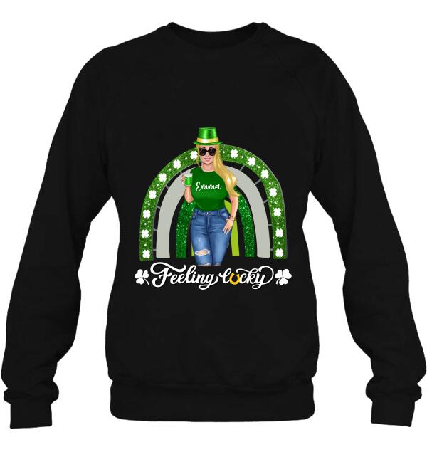 Custom Personalized Irish Girl Unisex T-shirt/ Sweatshirt/ Hoodie - Gift Idea For St Patrick's Day - Feeling Lucky