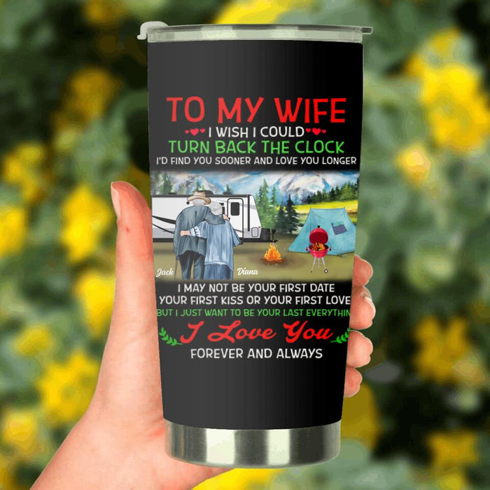 Custom Personalized Old Couple Tumbler - Best Gift Idea For Grandparents/Couple - To My Wife I Wish I Could Turn Back The Clock