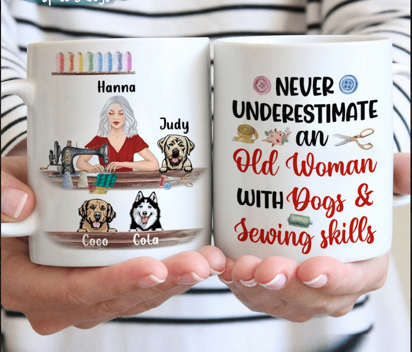 Custom Personalized Sewing Coffee Mug - Gift For Sewing Lovers with up to 5 Pets - Sewing Mends The Soul