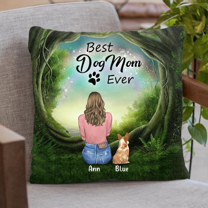 Custom Personalized Pet Mom Pillow Cover & Quilt/ Fleece Blanket - Gift For Dog Lover With Upto 4 Pets - Best Dog Mom Ever