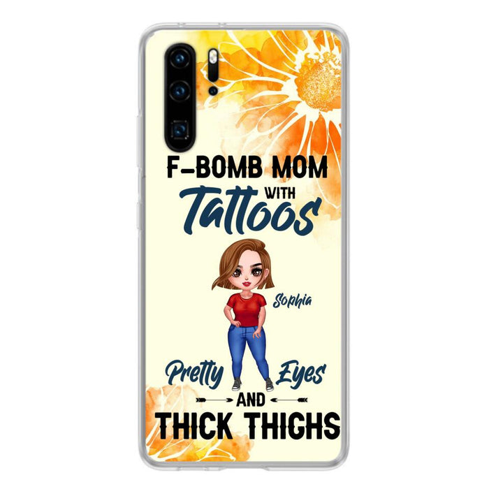 Custom Personalized F-Mom Phone Case - Case for Oppo, Xiaomi and Huawei - F-Bomb Mom with Tattoos