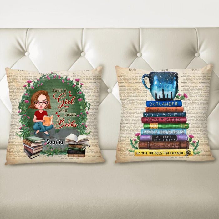 Custom Personalized Book Girl Pillow Cover - Gift For Book Lovers - Just A Girl Who Loves Books