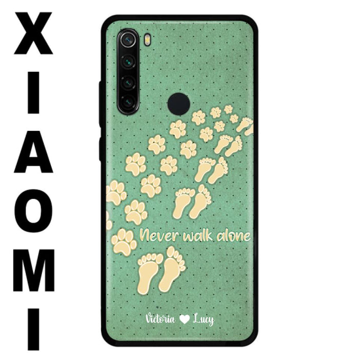 Custom Personalized Dogs's Paws Phone Case - Best Gift Idea For Dog Lovers With Upto 3 Dogs's Paws - Never Walk ALone - Case For iPhone, Samsung And Xiaomi