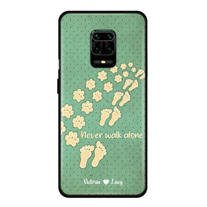 Custom Personalized Dogs's Paws Phone Case - Best Gift Idea For Dog Lovers With Upto 3 Dogs's Paws - Never Walk ALone - Case For iPhone, Samsung And Xiaomi