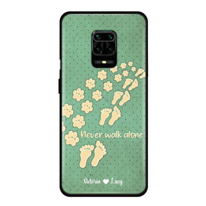 Custom Personalized Dogs's Paws Phone Case - Best Gift Idea For Dog Lovers With Upto 3 Dogs's Paws - Never Walk ALone - Case For iPhone, Samsung And Xiaomi