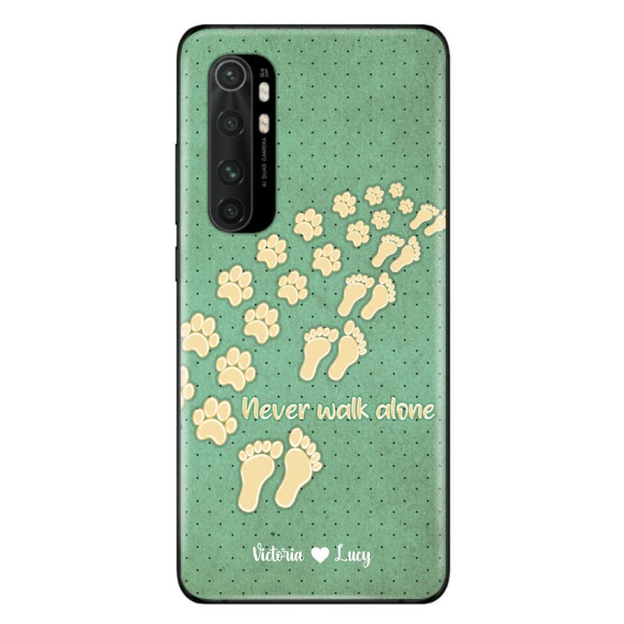 Custom Personalized Dogs's Paws Phone Case - Best Gift Idea For Dog Lovers With Upto 3 Dogs's Paws - Never Walk ALone - Case For iPhone, Samsung And Xiaomi