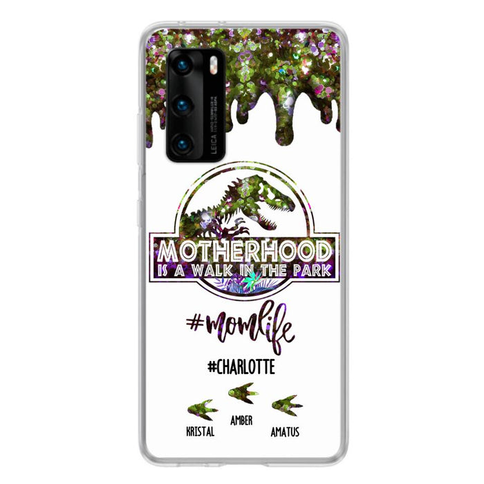 Custom Personalized Mama Dinosaur Phone Case - Best Gift For Mothers - Motherhood Is A Walk In The Park - Phone Case For Xiaomi, Oppo And Huawei - 2QCGS1