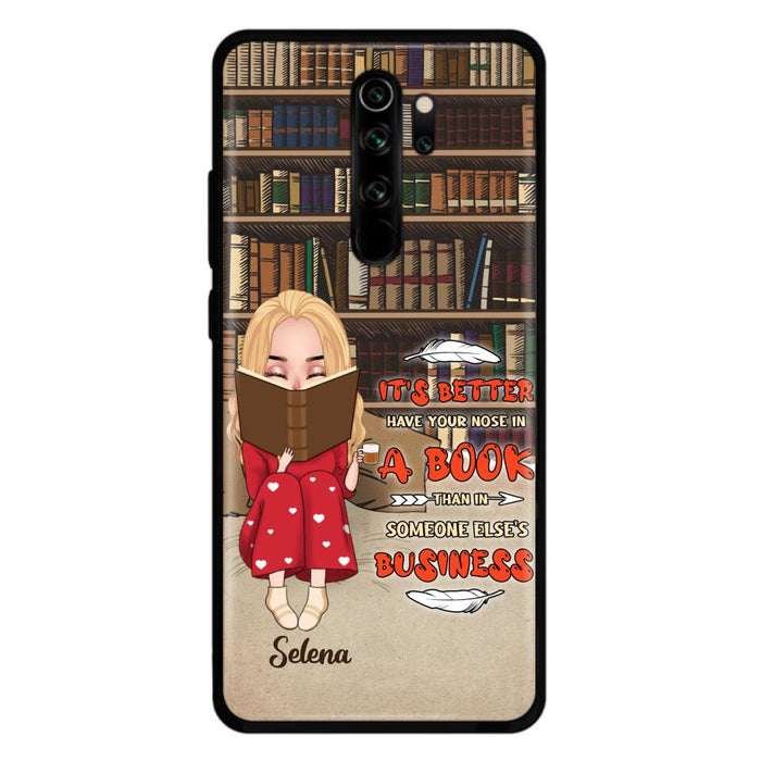 Custom Personalized Reading Chibi Girl Phone Case - Gift Idea For Reading Lover - It's Better To Have Your Nose In A Book - Case For Xiaomi, Oppo And Huawei